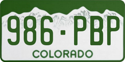 CO license plate 986PBP