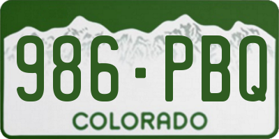 CO license plate 986PBQ