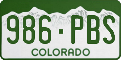 CO license plate 986PBS