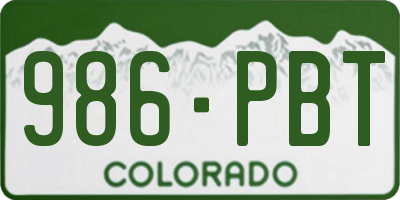 CO license plate 986PBT