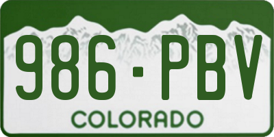 CO license plate 986PBV