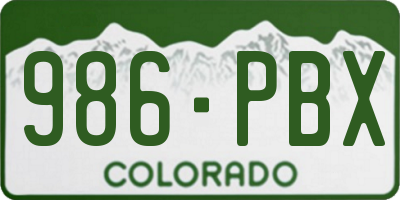 CO license plate 986PBX