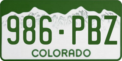 CO license plate 986PBZ