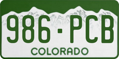 CO license plate 986PCB