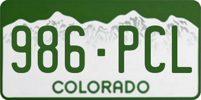 CO license plate 986PCL