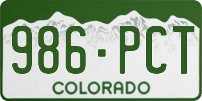 CO license plate 986PCT