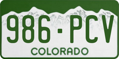 CO license plate 986PCV