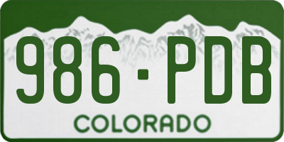 CO license plate 986PDB