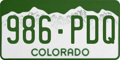 CO license plate 986PDQ