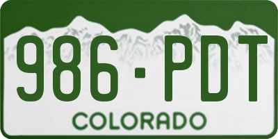 CO license plate 986PDT