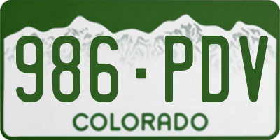 CO license plate 986PDV