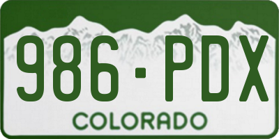 CO license plate 986PDX