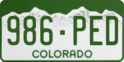 CO license plate 986PED