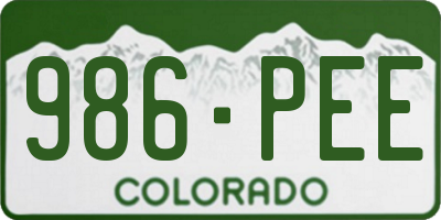 CO license plate 986PEE