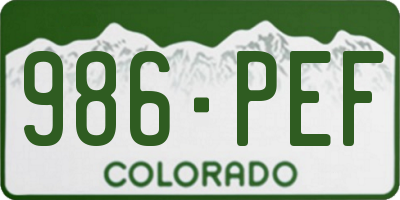 CO license plate 986PEF
