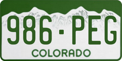 CO license plate 986PEG