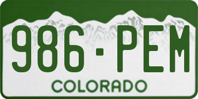 CO license plate 986PEM