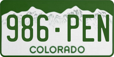 CO license plate 986PEN