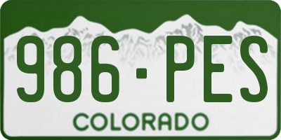 CO license plate 986PES