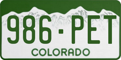 CO license plate 986PET