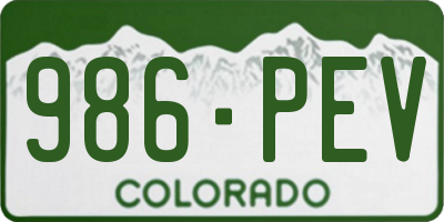 CO license plate 986PEV