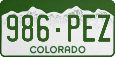 CO license plate 986PEZ