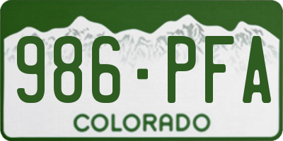 CO license plate 986PFA