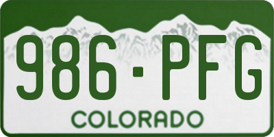 CO license plate 986PFG