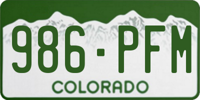 CO license plate 986PFM