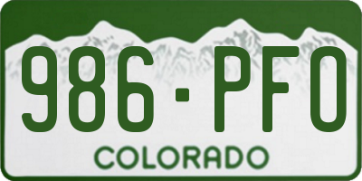 CO license plate 986PFO