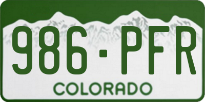 CO license plate 986PFR