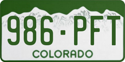 CO license plate 986PFT