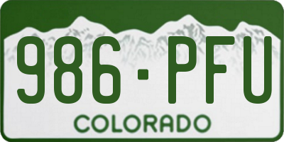 CO license plate 986PFU