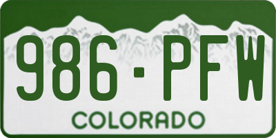 CO license plate 986PFW