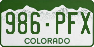 CO license plate 986PFX