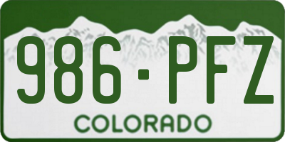 CO license plate 986PFZ