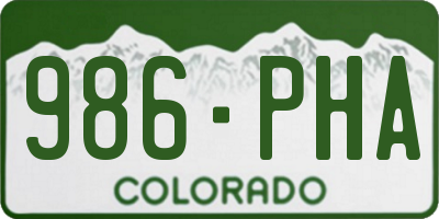 CO license plate 986PHA