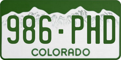 CO license plate 986PHD