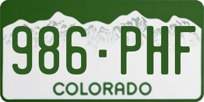 CO license plate 986PHF