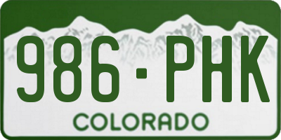 CO license plate 986PHK