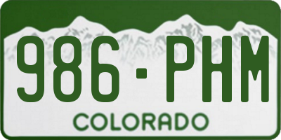 CO license plate 986PHM