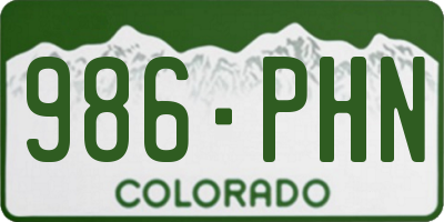CO license plate 986PHN