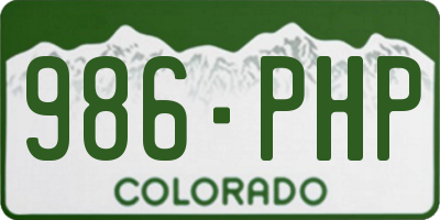 CO license plate 986PHP