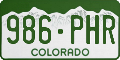 CO license plate 986PHR