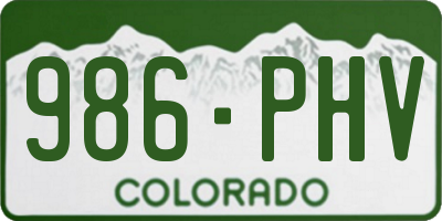 CO license plate 986PHV