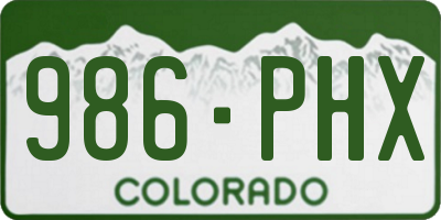 CO license plate 986PHX