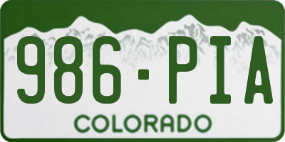 CO license plate 986PIA