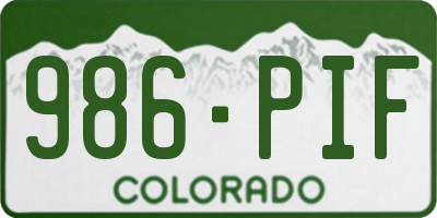 CO license plate 986PIF
