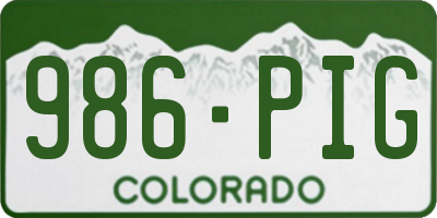 CO license plate 986PIG