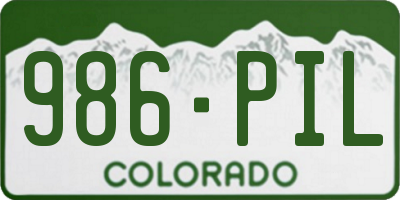 CO license plate 986PIL